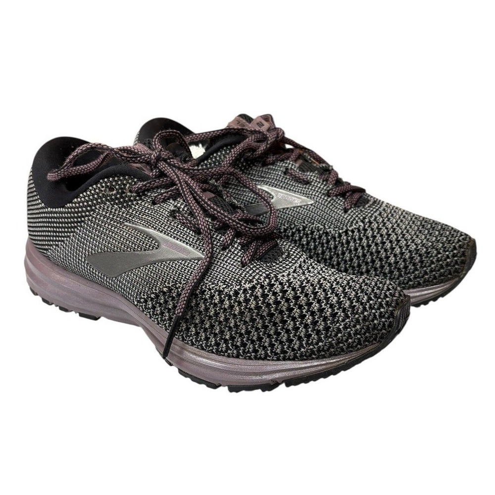 Brooks Revel 2 Running Shoes Black Grey Mauve Knit Athletic Outdoor Sneakers 8